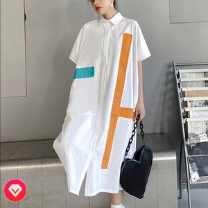 Boutique dress with modern stripes